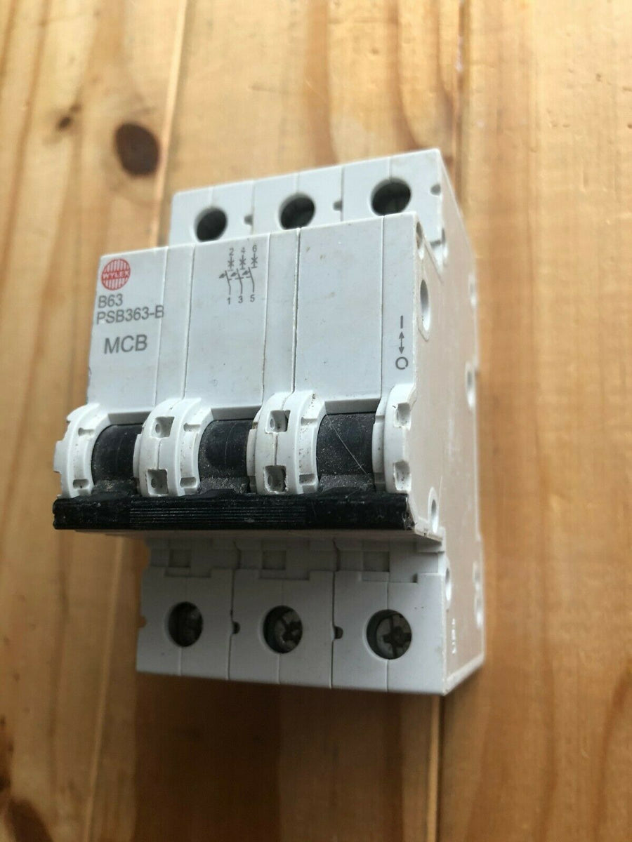 Wylex PSB363-B 63 Amp Triple Pole Type B 230V 10kA B63 Circuit Breaker ...