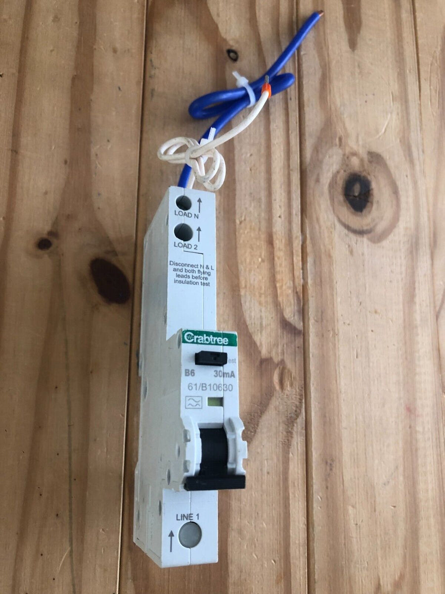 CRABTREE 6A 30MA TYPE B B6 RCBO 61/B10630 TYPE B 1 SINGLE POLE PLUG IN ...