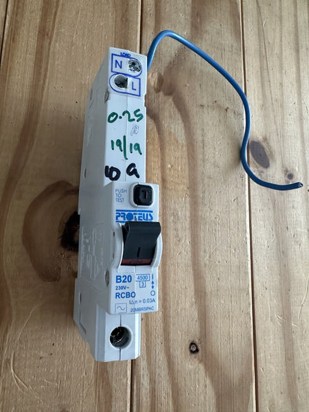 PROTEUS 20A 30MA RCBO 20MBRSPAC 4.5KA TYPE B 1 POLE