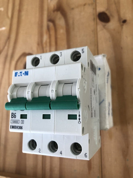 EATON 6 AMP EMBH306 TYPE B 10kA TRIPLE 3 POLE MCB MEMSHIELD3