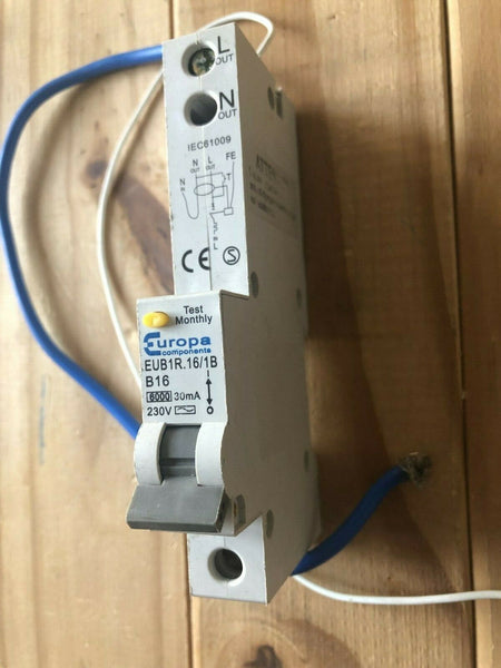 EUROPA 16 AMP 30MA TYPE B 6kA 30mA RCBO RCD MCB EUB1R.16/1B