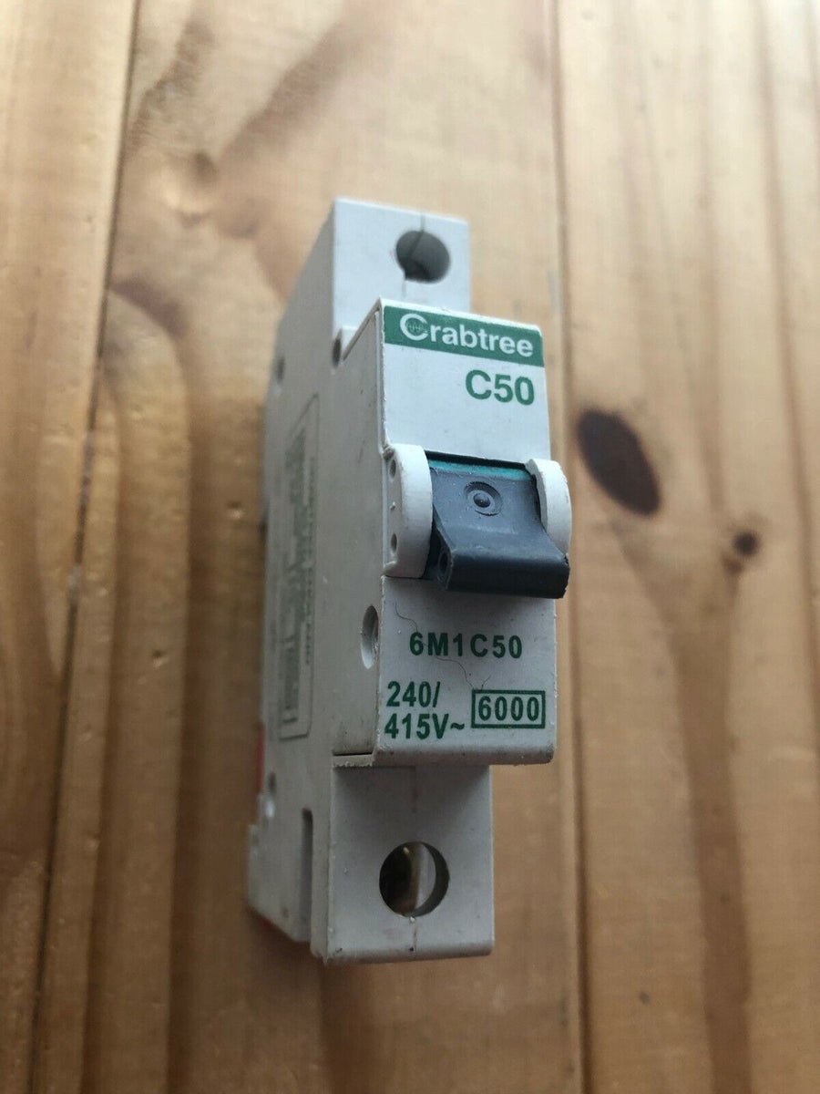 CRABTREE 50A TYPE C 6M1C50 C50 MCB 1 SINGLE POLE 240/415V 6000 – PRO ...