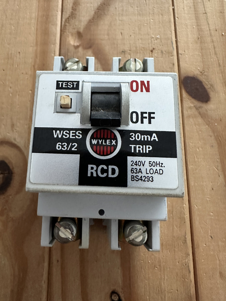 WYLEX WSES 63/2 63 AMP 30mA BS4293 Double Pole RCD Circuit Breaker ...