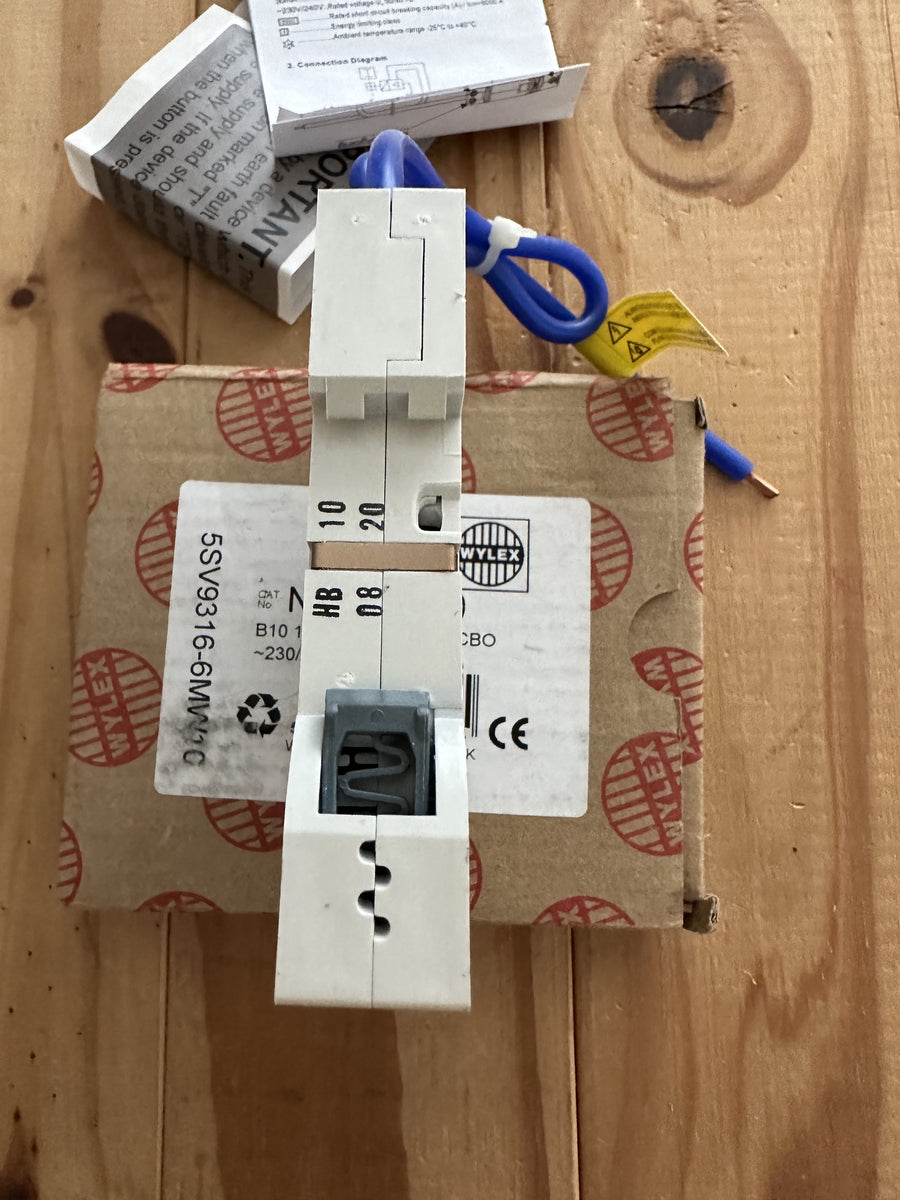 Wylex 10A 30MA RCBO B10 Miniature RCBO NHXS1B10 Type A 1 POLE 230/240V ...