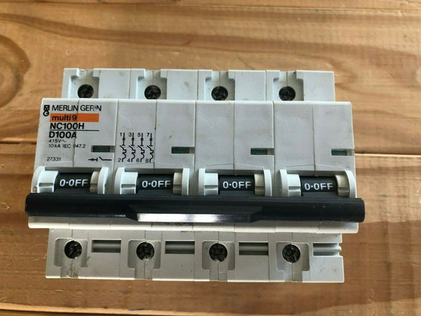 MERLIN GERIN MULTI9 100A NC100H D100A MULTI9 10KA 4 POLE MCB 27331 NC100HD100A