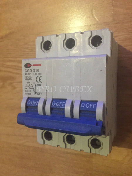 CGD 10A TYPE D D10 3 POLE 400V MCB BREAKER