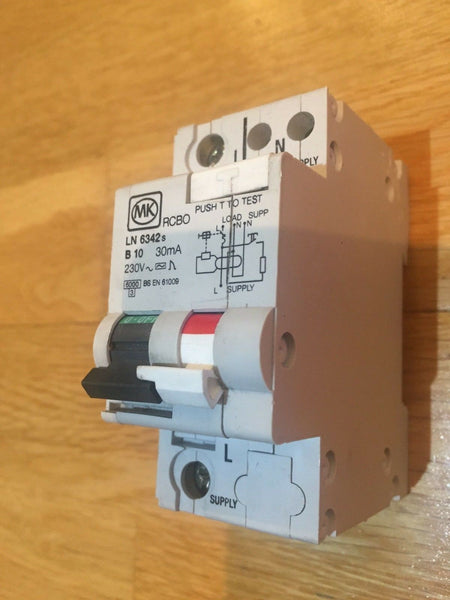 MK Sentry LN6342s - 10A 30mA Type B B10 2 POLE RCD RCBO 230V