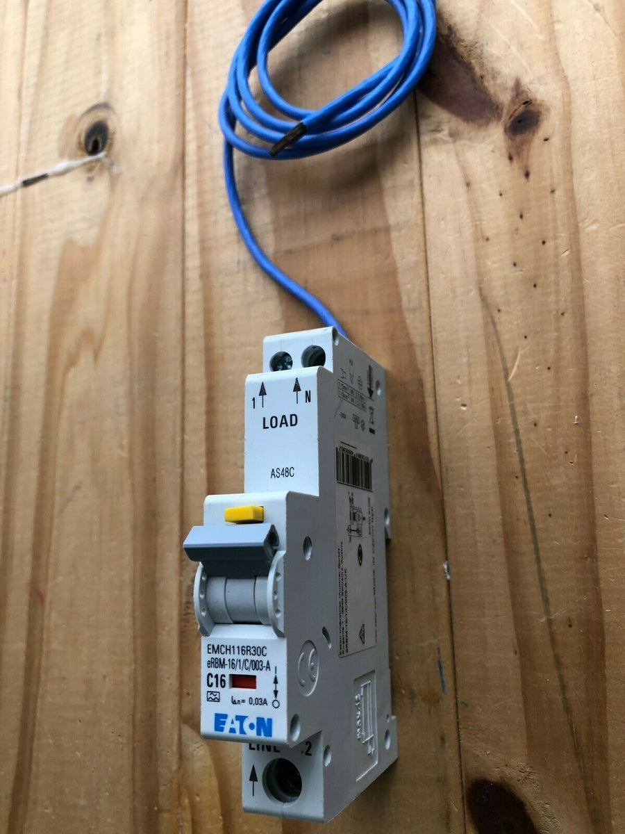 EATON 16 AMP TYPE C 10 kA 30 mA RCBO RCD MCB ERBM-16/1/C/003-A EMCH116 ...