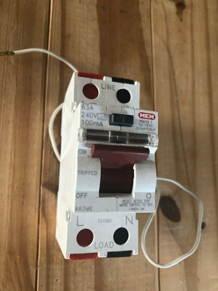 MEM EATON A63ME 63A 100MA 240V RCD RCCB 2 POLE