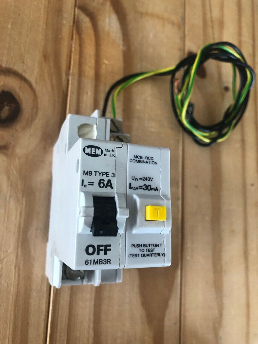 MEM EATON 6A 30MA TYPE 3 m9 RCD 2 POLE RCCB 240V BREAKER BILL 61MB3R ...