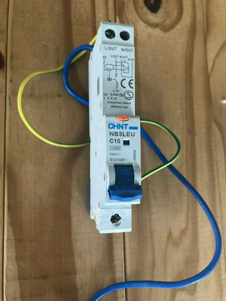 CHINT 10 AMP 30ma TYPE C 10kA 30mA RCBO NB3LEU C10 240v