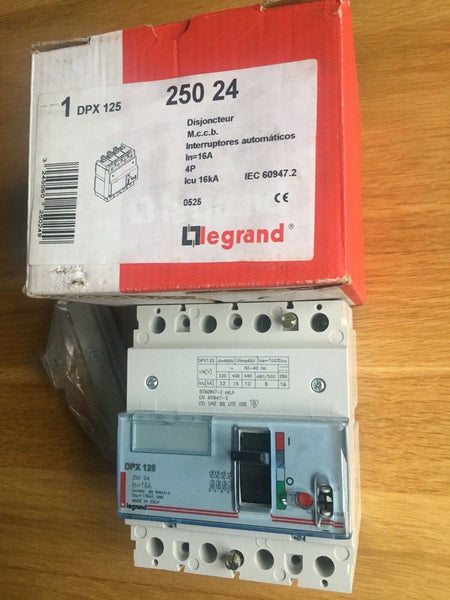 LEGRAND 16A DPX125 25024 CIRCUIT BREAKER MOULDED INDUSTRIAL 4 POLE MCB RCD RCCB