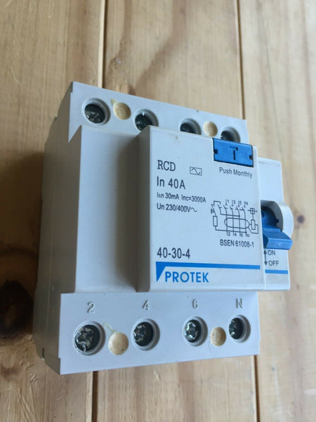 PROTEK 40A 30MA 40-30-4 4 POLE MCB 230/400V