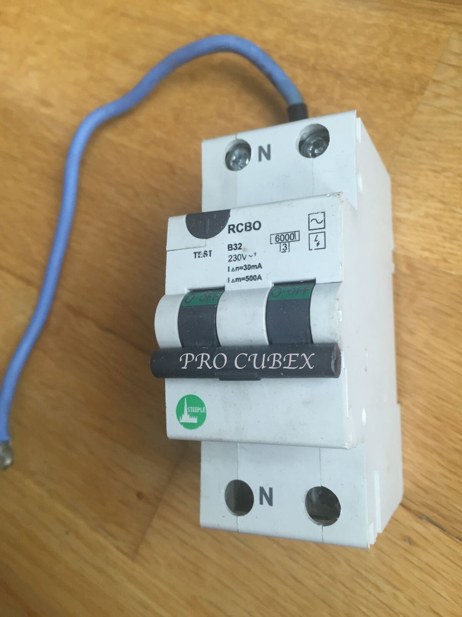 STEEPLE 32A RCD RCBO 2 DOUBLE POLE TYPE B B32 230V – PRO BREAKERS